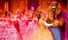 Beauty and the Beast dancing at the live show inside Disney’s Hollywood Studios theme park.