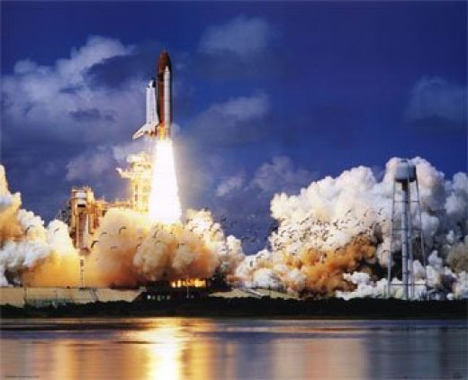 A view of the shuttle launch from Kennedy Space Center. Group discount tickets through orlando group getaways.
