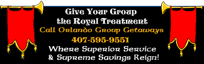 Give your group the royal treatment. Get discount disney tickets. Call Orlando Group Getaways at 407-595-9551. Where Superior service and supreme discounts reign!